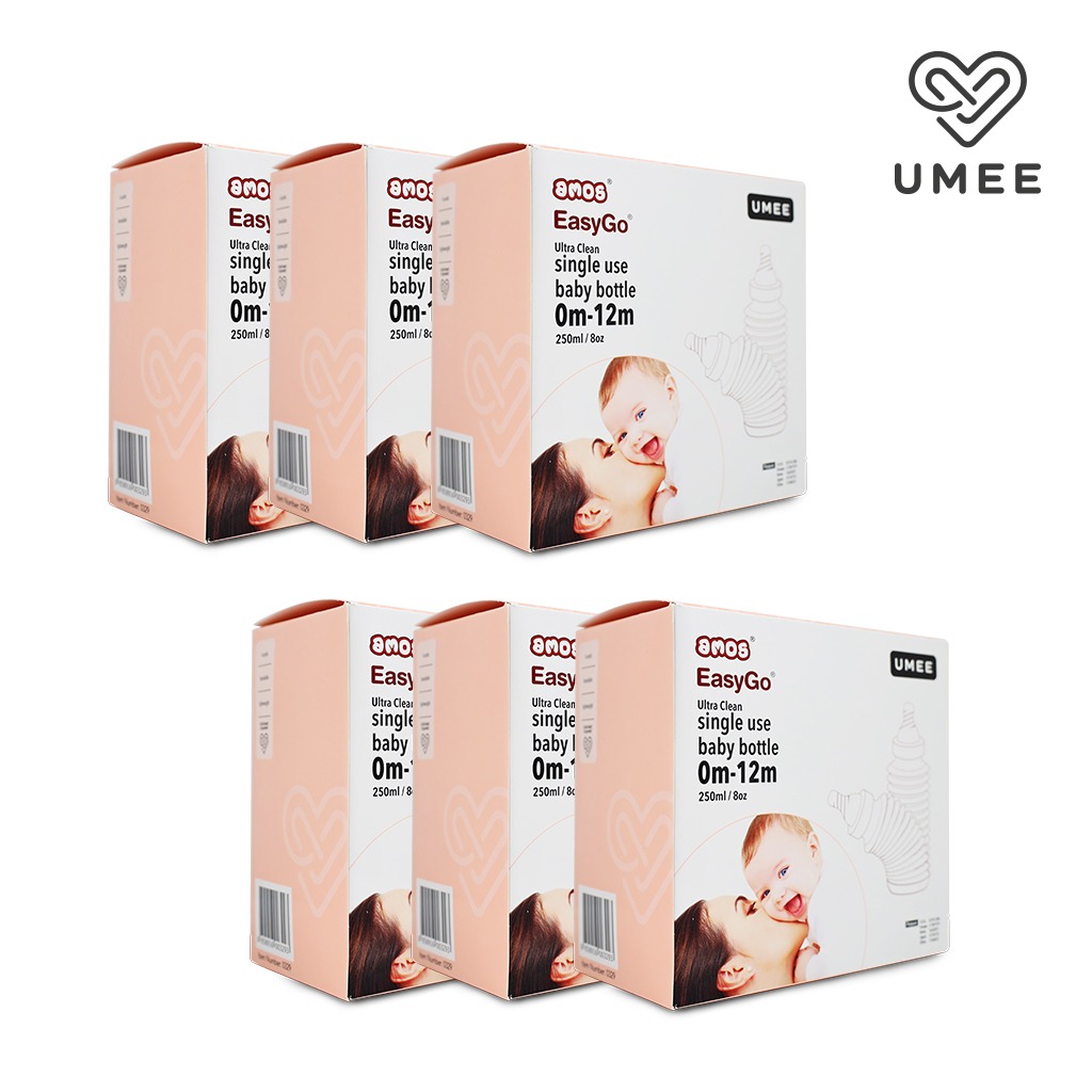 [유미] 이지고 일회용젖병(4p) 6Box  외출용 캡슐젖병 (핑크/그린 단계선택)